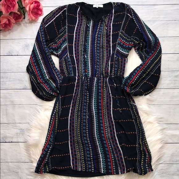 Parker Hammock Silk Hedra Striped Geometric Dress - Picture 2 of 8